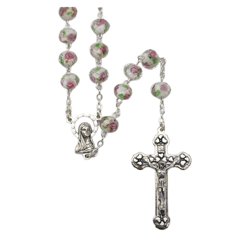ROSARY GLASS FLOWER INSERT WHITE