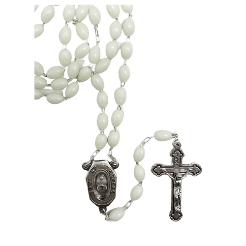 ROSARY WITH PLASTIC LUMINOUS BEADS AND LOURDES WATER CENTRE