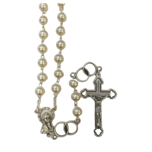 ROSARY WEDDING WHITE PEARL & RING LINK