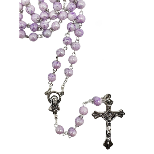 ROSARY MARBLED GLASS PURPLE 6MM