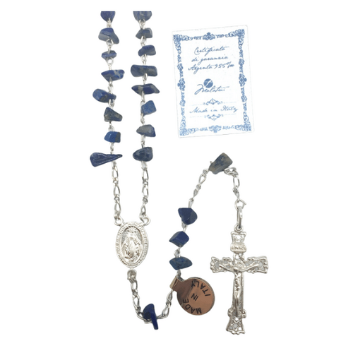 ROSARY STERLING SILVER & GENUINE LAPIS STONE DARK