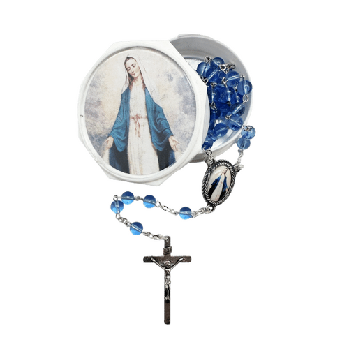 GLASS BOXED ROSARY MIRACULOUS