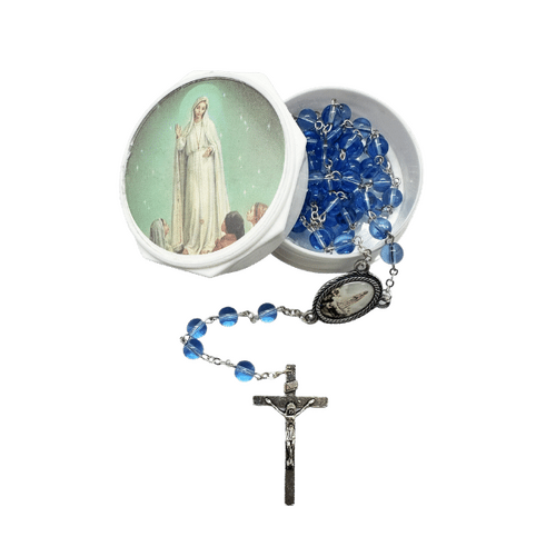 GLASS BOXED ROSARY OUR LADY FATIMA
