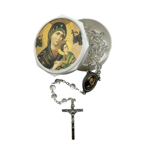 GLASS BOXED ROSARY OUR LADY OF PERPETUAL SUCCOUR