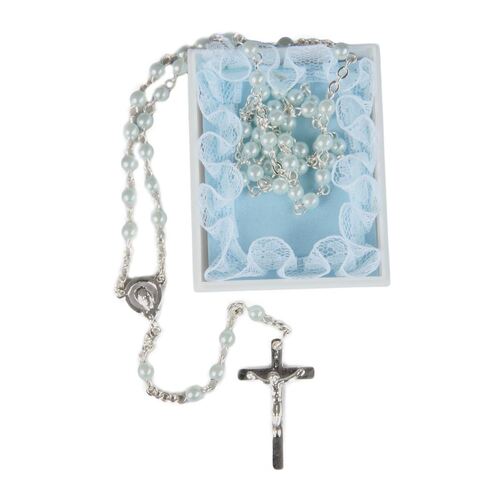 MY FIRST ROSARY WITH LIGHT BLUE BEADS