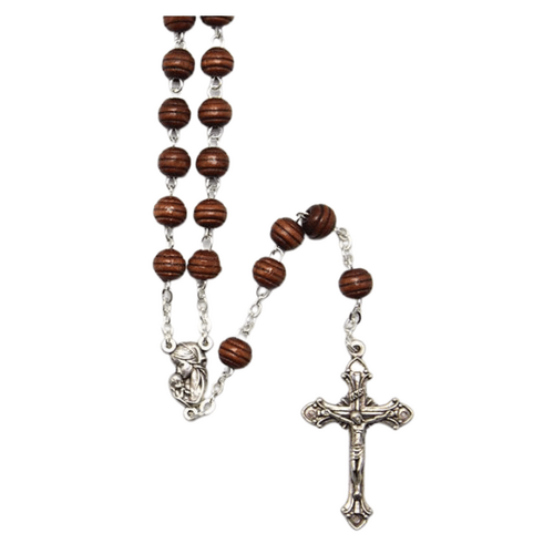 ROSARY CARPINO WOOD BROWN 6MM