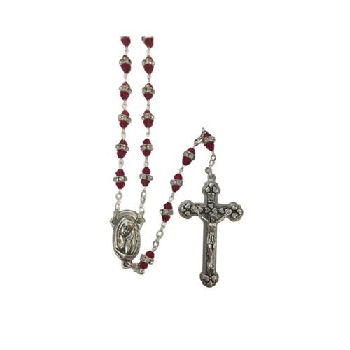 ROSARY GLASS WITH METAL RING RED