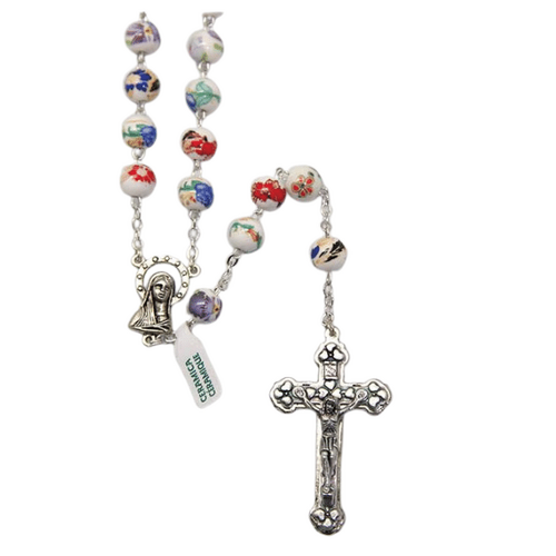 ROSARY PAINTED CERAMIC MULTI-COLOURED