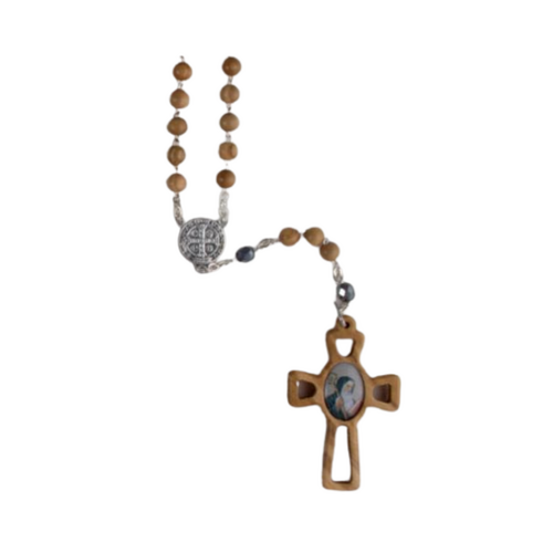 ROSARY OLIVE WOOD ST BENEDICT BOXED