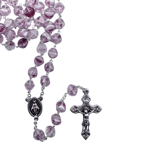 ROSARY GLASS PYRAMID SHAPE PINK 8MM