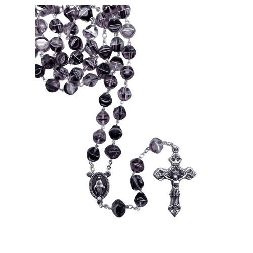 ROSARY GLASS PYRAMID SHAPE PURPLE 8MM