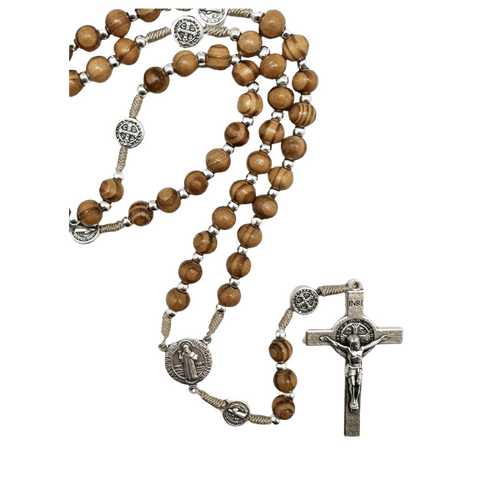 ROSARY OLIVE WOOD ST BENEDICT 6MM