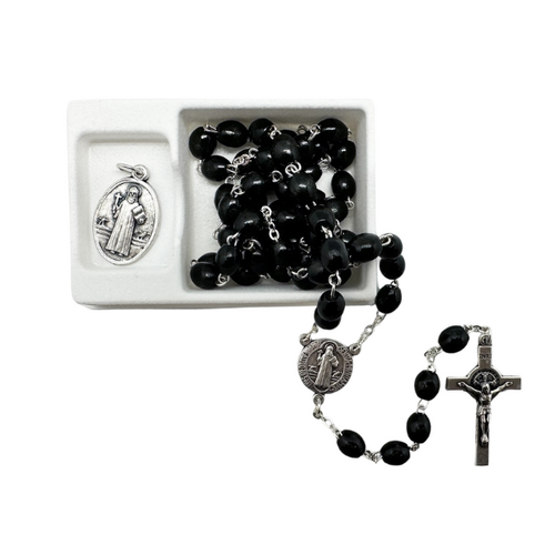 ROSARY ST BENEDICT MEDAL SET BLACK