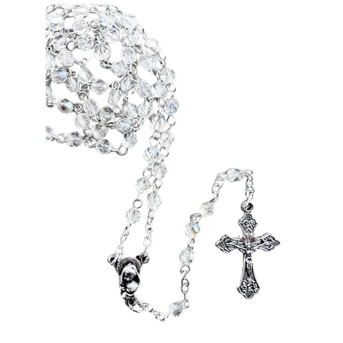 ROSARY WITH 4MM CRYSTAL BEADS