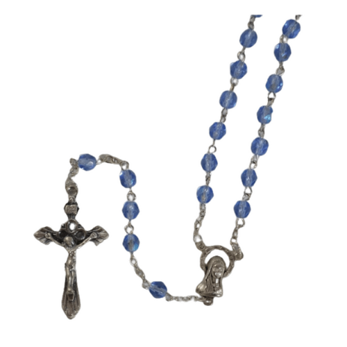 ROSARY WITH 5MM CRYSTAL BEADS BLUE