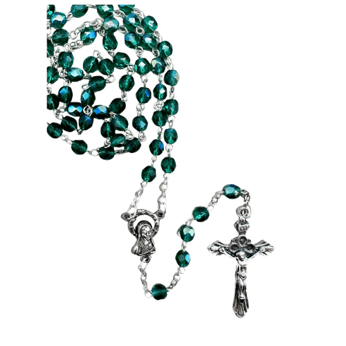ROSARY WITH 5MM CRYSTAL BEADS GREEN