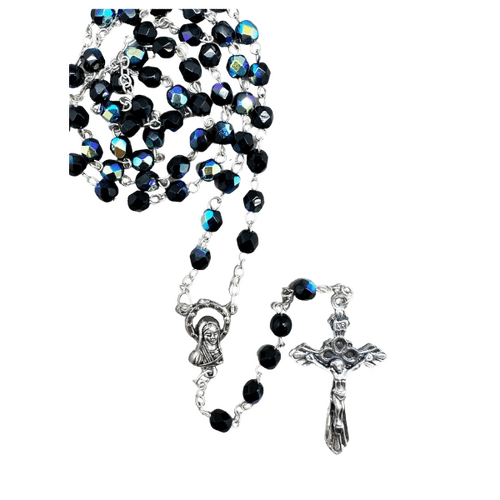 ROSARY WITH 5MM CRYSTAL BEADS BLACK