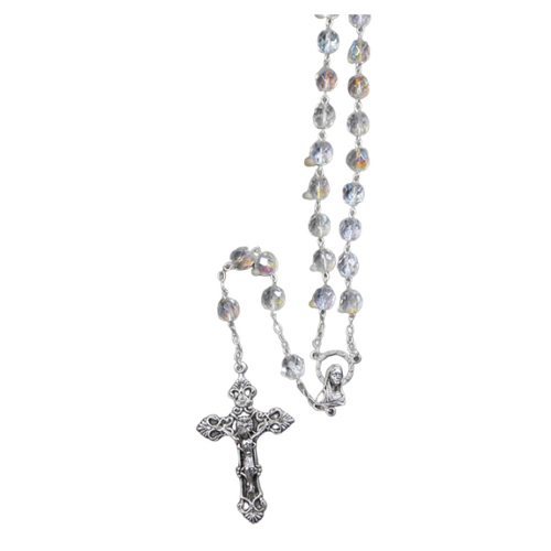 ROSARY WITH 8MM CRYSTAL BEADS CRYSTAL