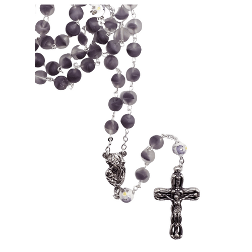ROSARY WITH CERAMIC BEADS FROSTED PURPLE