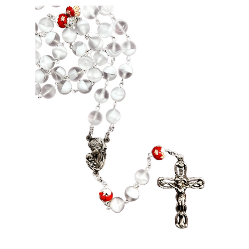ROSARY WITH CERAMIC BEADS FROSTED WHITE