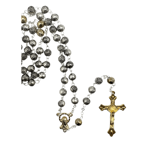 ROSARY BEADS BOXED SILVER PLATED