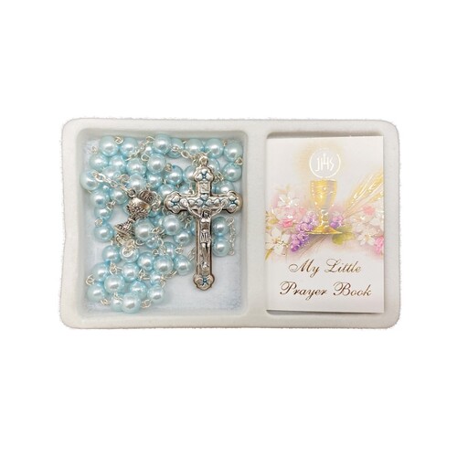 ROSARY GIFT SET PEARL BLUE