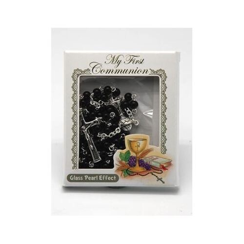 COMMUNION ROSARY BLACK IMITATION M.O.P 
