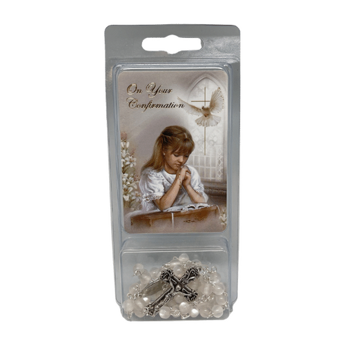 CONFIRMATION ROSARY & PRAYER CARD SET - GIRL