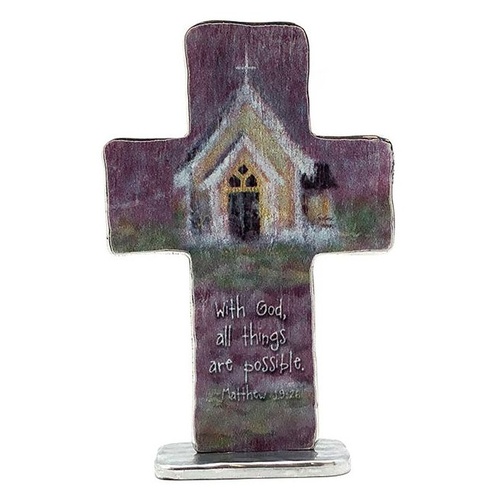 METAL STANDING CROSS - ALL THINGS ARE POSSIBLE 10cm
