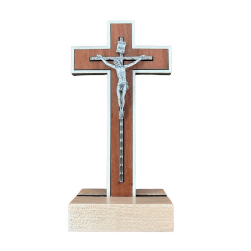 STANDING CRUCIFIX - 18CM DARK WOOD