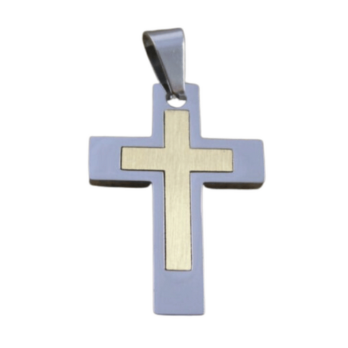 CROSS PENDANT STAINLESS STEEL TWO-TONE