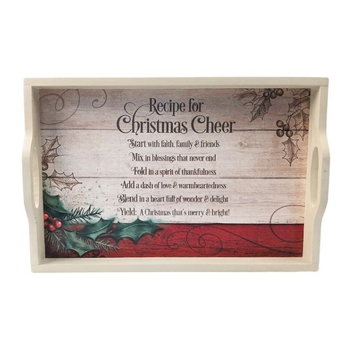 SERVING TRAY CHRISTMAS CHEER WOODEN 
