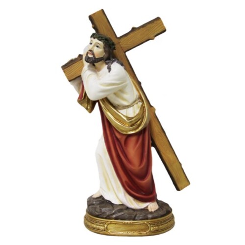 RESIN STATUE JESUS CARRYING THE CROSS 30CM