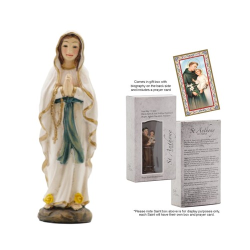 STATUE & PRAYER CARD SET - OUR LADY OF LOURDES