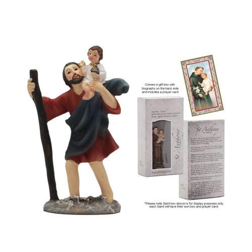 RESIN STATUE ST CHRISTOPHER 9cm WITH PRAYER CARDS