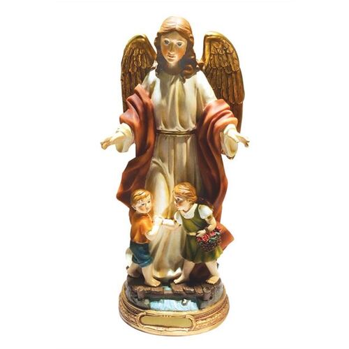 RESIN STATUE GUARDIAN ANGEL 14CM