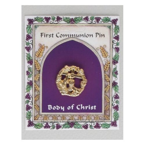 COMMUNION LAPEL PIN CHALICE GOLD PLATED 