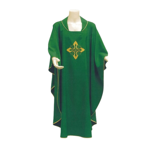 CHASUBLE AND STOLE SET GOLD CROSS Green