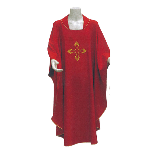CHASUBLE AND STOLE SET GOLD CROSS Red