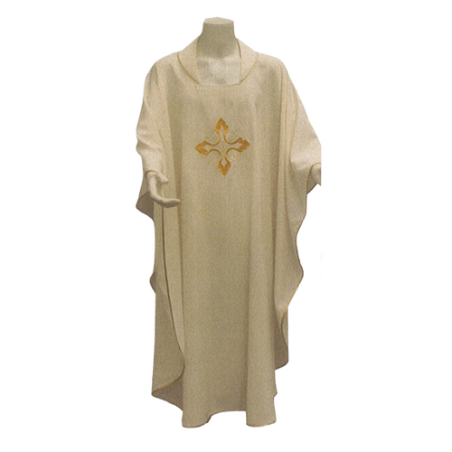 CHASUBLE AND STOLE SET GOLD CROSS Off-White