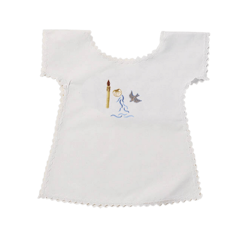BAPTISMAL BIB EMBROIDERED CANDLE AND DOVE 