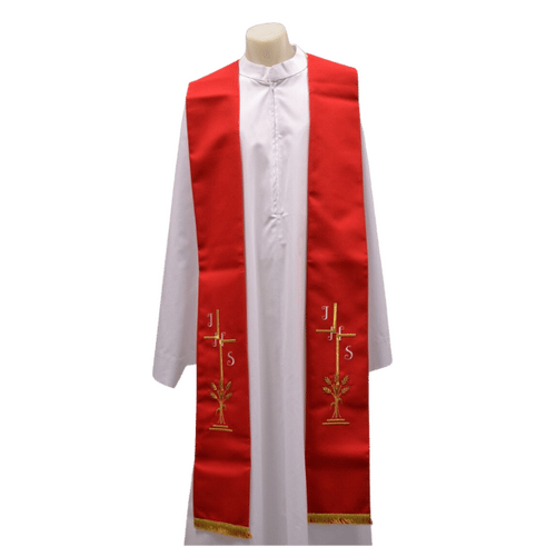 STOLE RED - WHEAT & CROSS               