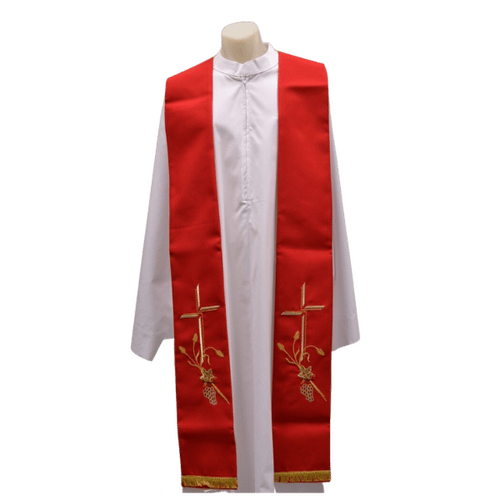 STOLE RED - CROSS WHEAT & GRAPES        