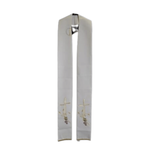 STOLE OFF- WHITE - CROSS WHEAT & GRAPES