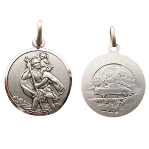 MEDAL ST CHRISTOPHER STERLING SILVER 14mm BOXED