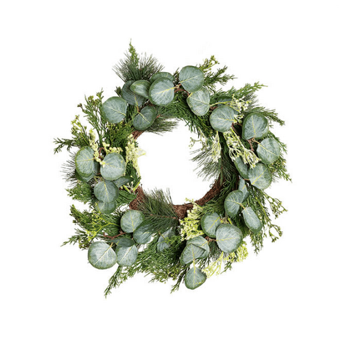 CHRISTMAS WREATH - CEDAR PINE EUCALYPTUS 50CM